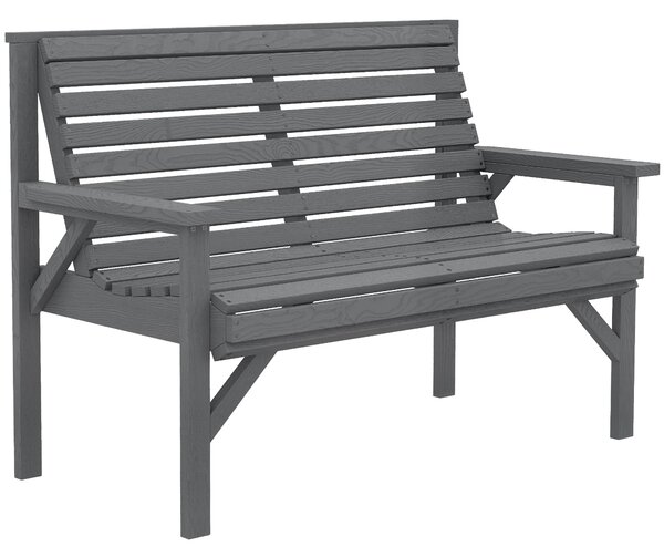 Outsunny 2 Seater Wooden Garden Bench, Slatted Patio Bench with Armrest and Backrest, Outdoor Furniture for Indoor, Balcony