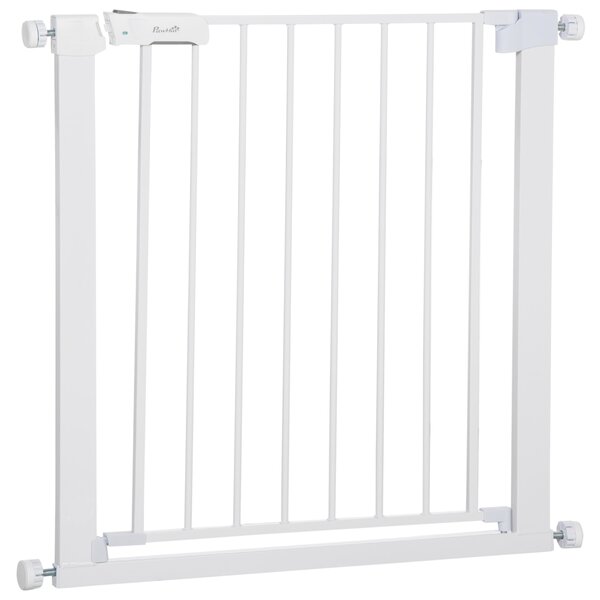 PawHut Adjustable Safety Pet Gate, Dog Barrier, Home Fence, Room Divider, Stair Guard, Easy Mount, White, 76H x 75-82W cm