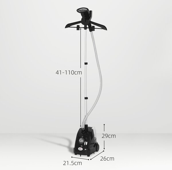 HOMCOM Clothes Steamer with Adjustable Pole Clothes Steamer 11 Steam Levels 41-110 cm Black