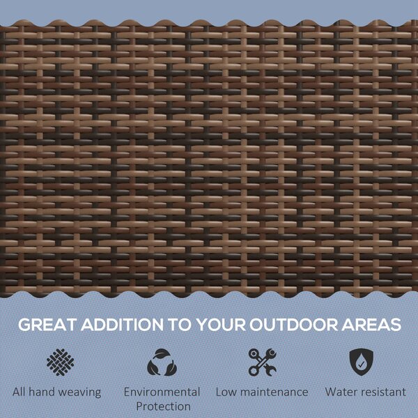 Outsunny All Weather Wicker Garden Loveseat, 2 Seater Poly Rattan Garden Bench, Outdoor Seating Bench Brown