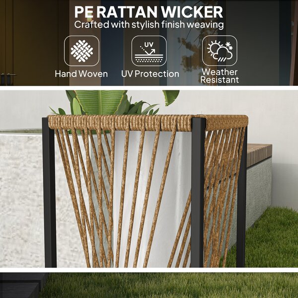 Outsunny Rattan Solar Garden Lights, Auto On/Off LED Floor Lamp, Sand Brown