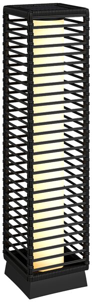 Outsunny Garden Rattan Lamp, 68 cm Solar Rattan Floor Lamp, Solar Garden Light with Auto On/Off LEDs, IP44 Waterproof, Black