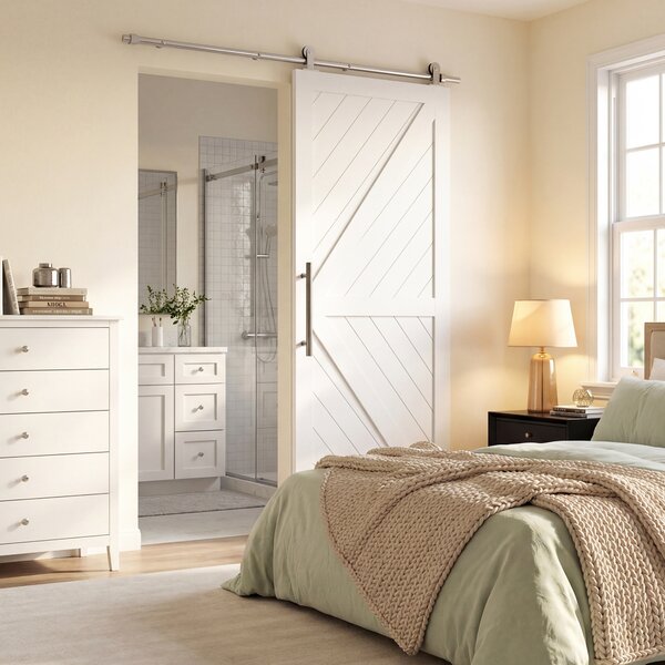 HOMCOM Sliding Door Hardware Kit Heavy Duty 304 Stainless Steel 152 cm Wide Door Silver Tone