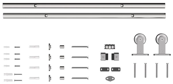 HOMCOM Sliding Door Hardware Kit Heavy Duty 304 Stainless Steel 152 cm Wide Door Silver Tone