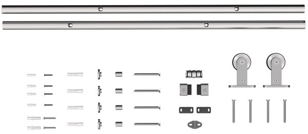 HOMCOM Sliding Door Hardware Kit Smooth Quiet 304 Stainless Steel for 180cm Track Sliver Tone