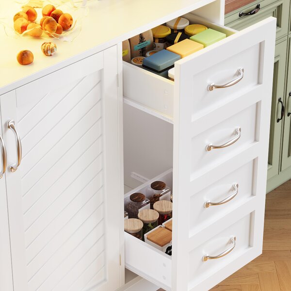 Trendy Sideboard with App-Controlled LED, Snack Rack and Drink Holders, Spacious Buffet with Anti-Tip Fixings, 120L x 40W x 188H cm, White Aosom UK