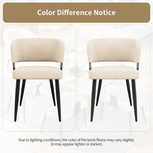 Contemporary Flannel Dining Chairs with Ergonomic Back, Sturdy Dining Seating with Adjustable Pads, 59L x 46.5W x 81.5H cm, Beige Aosom UK