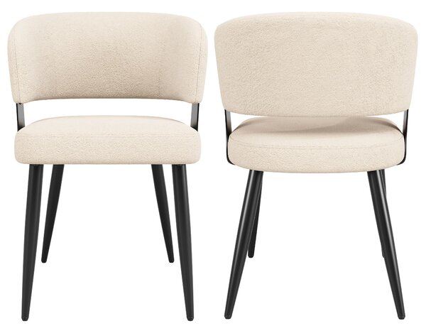 Contemporary Flannel Dining Chairs with Ergonomic Back, Sturdy Dining Seating with Adjustable Pads, 59L x 46.5W x 81.5H cm, Beige Aosom UK