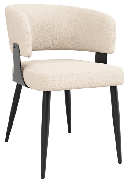 Contemporary Flannel Dining Chairs with Ergonomic Back, Sturdy Dining Seating with Adjustable Pads, 59L x 46.5W x 81.5H cm, Beige Aosom UK