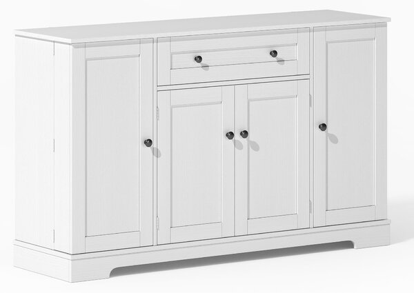 Multifunctional Kitchen Sideboard with Double-Door Compartment, Spacious Cabinet with Adjustable Shelves, 138L x 40W x 85H cm, White Aosom UK