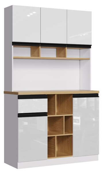 Stylish Kitchen Cabinet with Open Storage, Anti-Tip Protection, Versatile Sideboard for Dining, Living Areas, 105L x 45W x 185H cm, White Aosom UK
