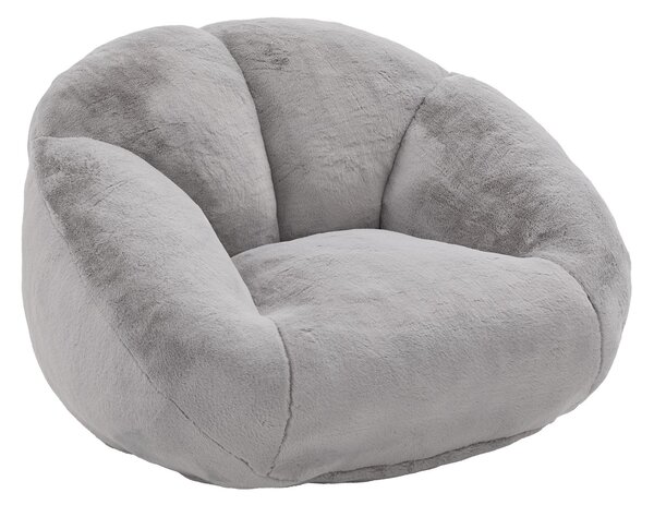 Shell-Shaped Sofa with High-Rebound Foam and Ergonomic Lumbar Support, Giant Sofa with Faux Fur, 100L x 90W x 57H cm, Light Gray Aosom UK