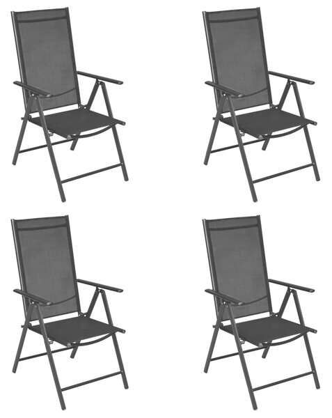 Folding Garden Chairs 4 pcs Aluminium and Textilene Black