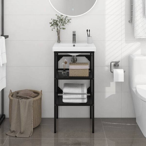 Bathroom Washbasin Frame Black 40x38x83 cm Iron