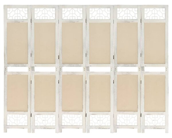 6-Panel Room Divider Cream 210x165 cm Fabric