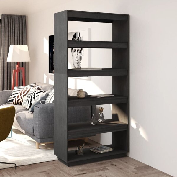 Book Cabinet/Room Divider Grey 80x35x167 cm Solid Pinewood