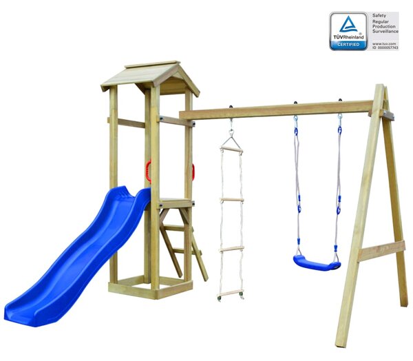Playhouse Set with Slide Ladders Swing 242x237x218 cm Wood