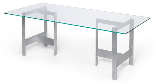 Ferm LIVING Lager dining table 90x200 cm Glass-aluminium