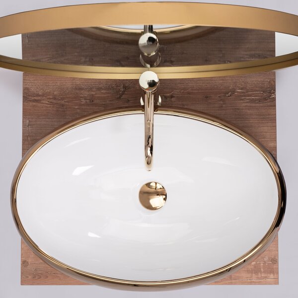 Countertop Basin Rea Melania White / Gold