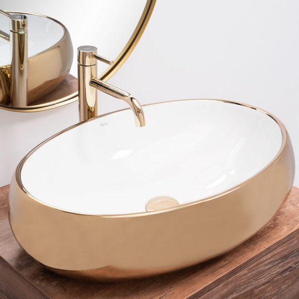 Countertop Basin Rea Melania White / Gold