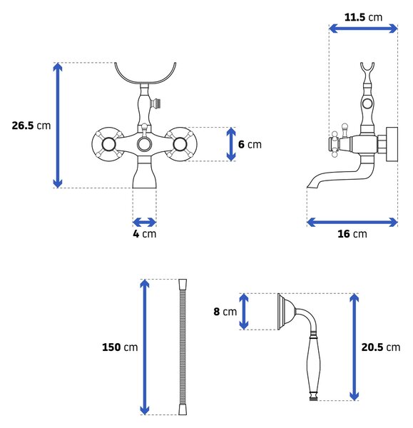 Bath faucet Rea Retro Old Black