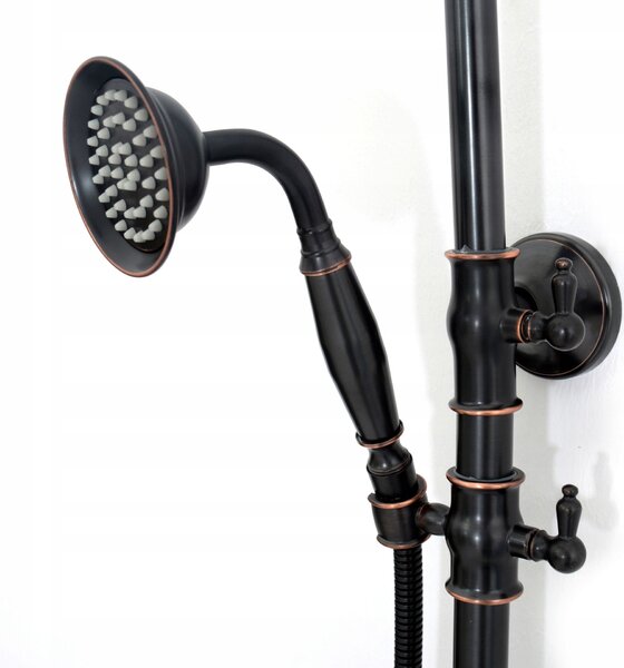 Shower set with shower spout Rea Vintage Black