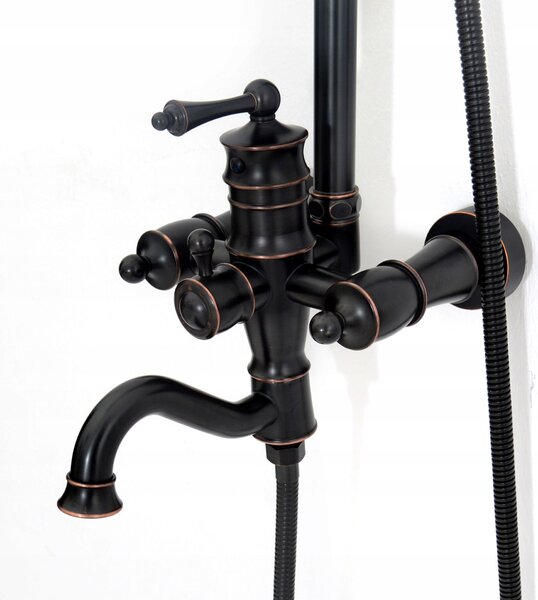 Shower set with shower spout Rea Vintage Black