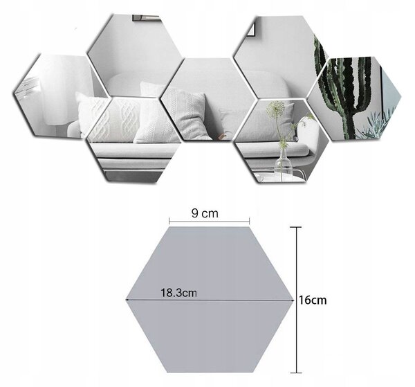 Set of 8 Hexagon mirrors