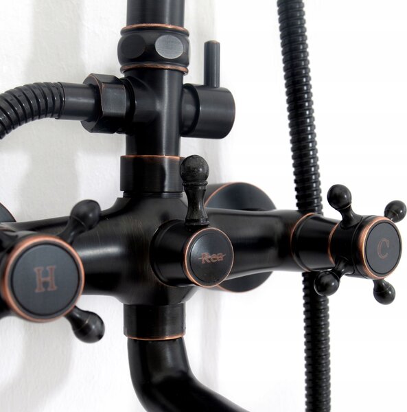 Shower set with shower spout Rea Retro Old Black