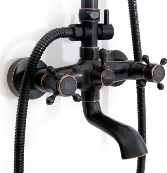 Shower set with shower spout Rea Retro Old Black