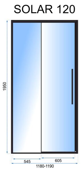 Shower doors SOLAR BLACK MAT 120