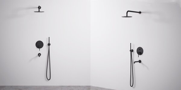 Wall mounted bath and shower with shower set Rea Lungo Black + BOX