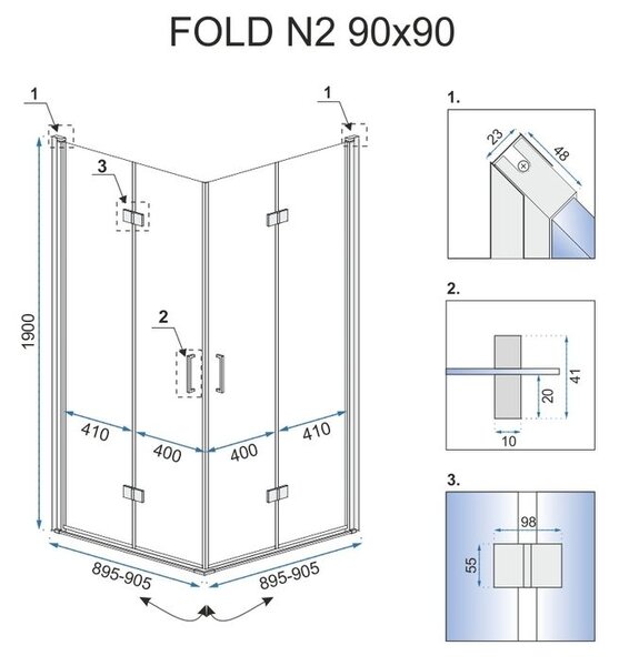 Shower enclosure Rea Fold N2