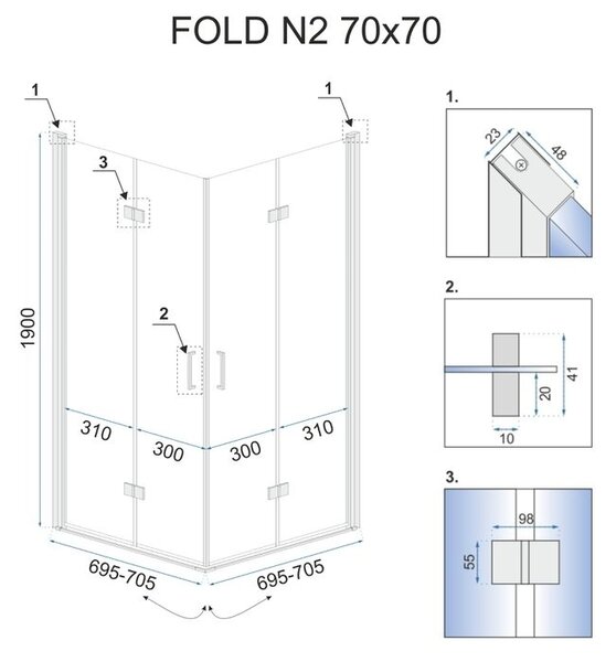 Shower enclosure Rea Fold N2