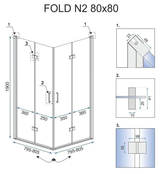 Shower enclosure Rea Fold N2