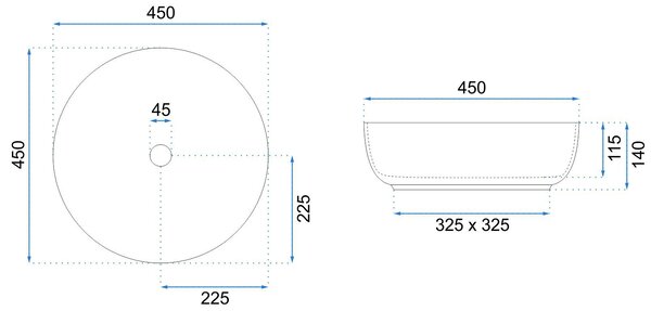 Countertop Basin Rea Elma Warm Grey Mat