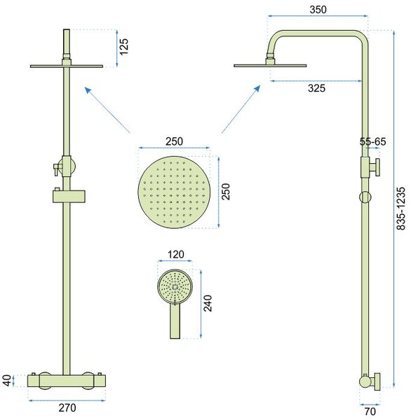 Shower set REA VINCENT GOLD