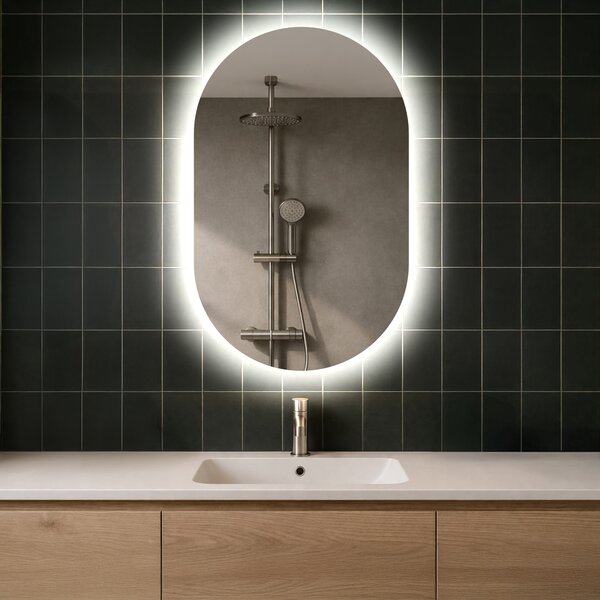 Backlit LED Bathroom Mirror 50x80cm with cool LED color 7000K, warm color 3000K, or neutral color 4500K