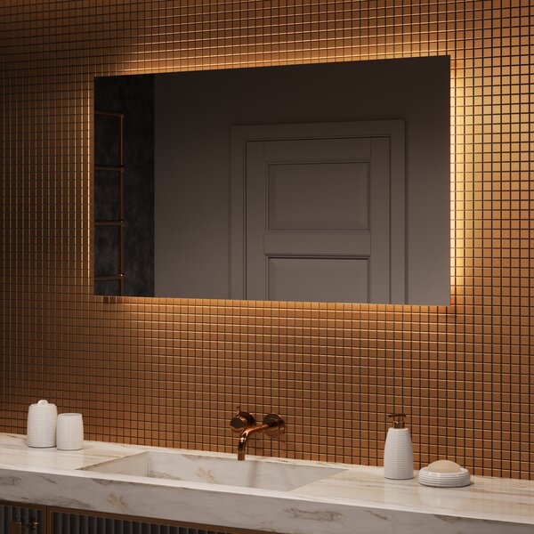 Designer Backlit LED Bathroom Mirror 120x70cm with cool LED color 7000K, warm color 3000K, or neutral color 4500K