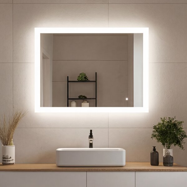 Rectangle bathroom mirror with LED lights 80x60\100x70\120x70\60x80\70x100\70x120 cm with Dual color, Touch Switch