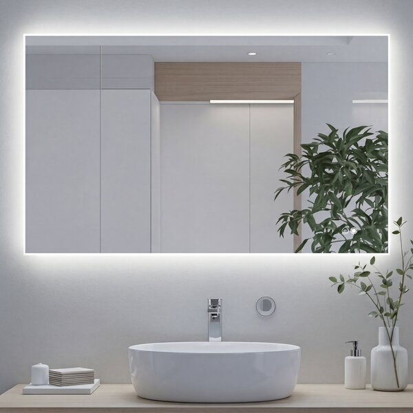 Rectangular bathroom mirror with LED lighting 80x60/60x80 cm, dual color, touch switch, heating pad