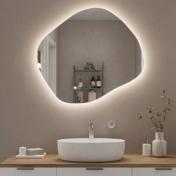 Bathroom mirror with lighting 74x6494x84Dx9484x74 cm, dual color, touch switch, heating mat
