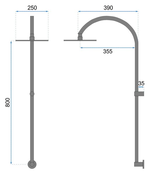 Surface-mounted Shower system Lugano Black Rea +BOX