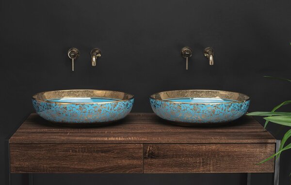 Ceramic Basin Margot Gold/ Blue