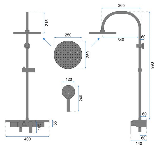 Shower system Rea Vigo Black