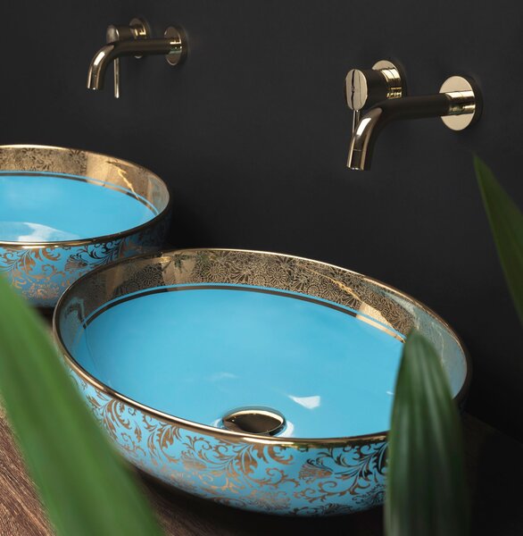 Ceramic Basin Margot Gold/ Blue