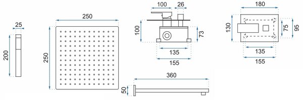 Wall-mounted shower system BENTO GOLD BOX