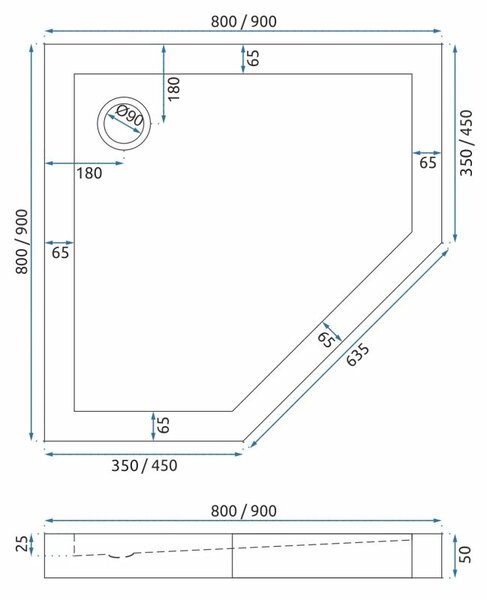 Shower tray Diamond 80x80