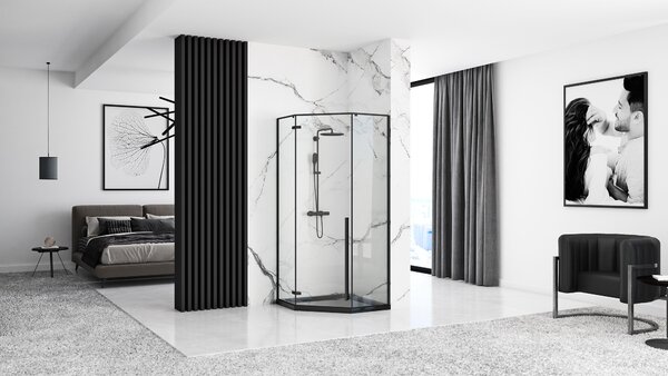 Shower tray Rea Diamond Black 90x90