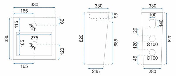 Freestanding ceramic basin Kamila